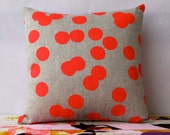 Cushion Double Sided Neon Red and Candy Pink - Hand screen printed on hemp - Eco friendly