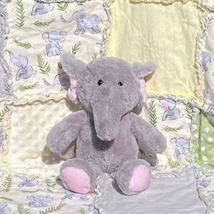 Baby Elephants Baby Rag Quilt; Elephants Baby Rag Quilt; Elephant Baby Rag Quilt; Neutral Baby Rag Quilt; Elephants Baby Blanket;