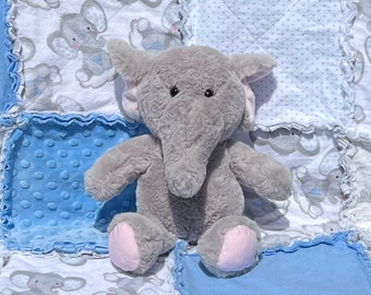 Elephants Baby Rag Quilt; Blue Elephants Baby Rag Quilt; Elephants Baby Blanket; Gray and Blue Elephant Baby Rag Quilt; Baby Boy Elephant
