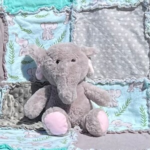 Baby Elephants Baby Rag Quilt; Elephants Baby Rag Quilt; Elephant Baby Rag Quilt; Baby Boy Baby Rag Quilt; Elephants Baby Blanket;