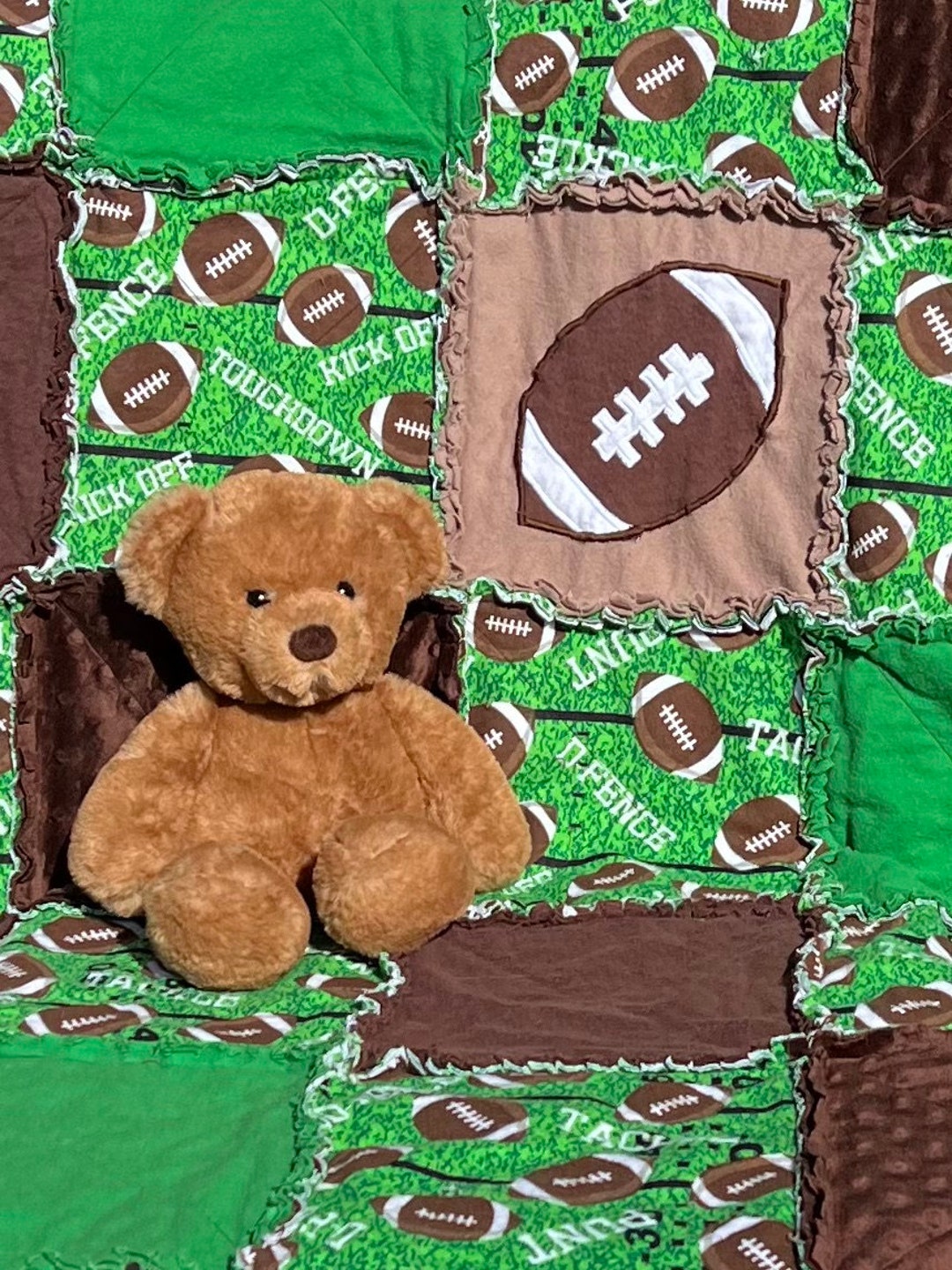 Football Baby Rag Quilt Football Baby Blanket Football Flannel Blanket