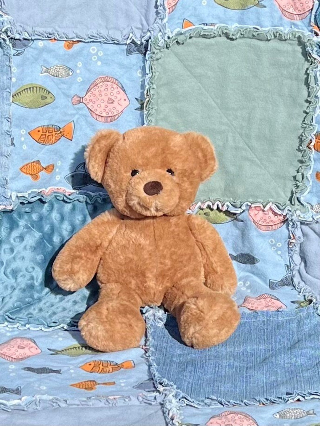 Fish Rag Quilt Going Fishin' Baby Rag Quilt; Fishies Baby Rag Quilt; Fishing Baby Rag ...