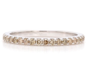 1.7mm Champagne Diamond  Eternity Band / Champagne Diamond Wedding Band /Brown Diamond Eternity Ring / 18k Gold Rings