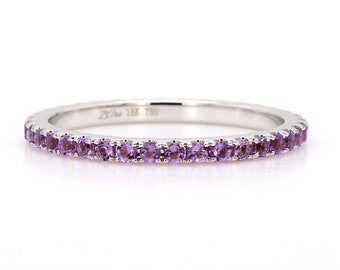 18K White Gold Amethyst Eternity Band - 1.6mm / Amethyst Eternity / Amethyst stacking bands / Gold Amethyst rings