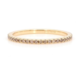 Micro Pavé Brown Champagne Diamond Eternity Band / 18K Gold Brown Diamond Wedding Ring  / Thin Brown Diamond Ring / Champagne Eternity Band
