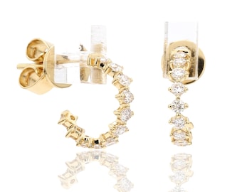 Natural Diamond Huggie Earrings /  Diamond Huggies / 18K Gold Diamond Huggies / Gold Diamond Hoops /  Huggie Hoop Earring