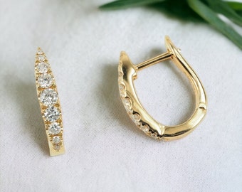 18K Rose gold Diamond Huggie Hoop Earrings / Diamond Huggies / 18K Gold Diamond Huggie Hoops / Natural Diamond Huggie Hoop Earrings