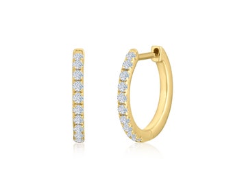 12mm Natural Diamond Huggie Earrings / Diamond Huggies / 18K Gold Diamond Huggies / Gold Diamond /  Huggie Earrings