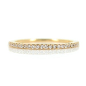 Micro Pavé Diamond Eternity Band /Diamond Eternity Ring/ Diamond Eternity Wedding Band/ Solid 18k Gold Thin Diamond Wedding Band / Stacking