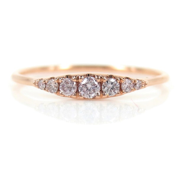 Seven-Stone Graduated Pink Diamond Ring in 18K Rose Gold