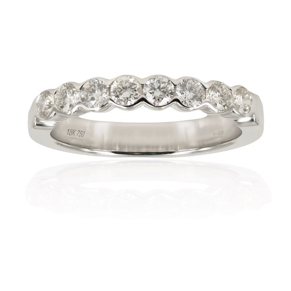 Scalloped Semi bezel Round Brilliant Diamond Wedding Band. Etsy