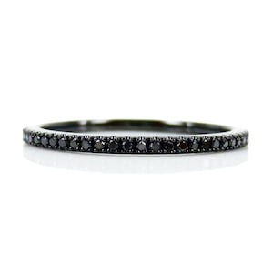 Micro Pavé Black Diamond Eternity Band /Black Diamond Eternity Ring /Black Eternity Wedding Band /18k Gold Thin Black Diamond Wedding Band