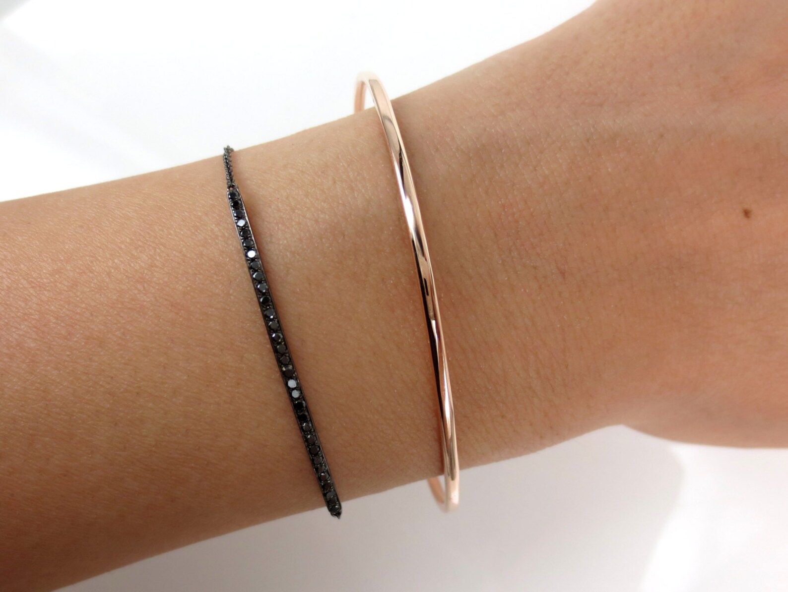 Solid 14K Rose Gold Solid Bangle Etsy
