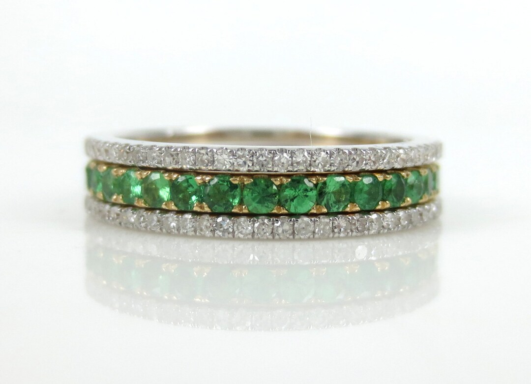 Set of 3: Pave Tsavorite Eternity Band Two Micro Pave - Etsy