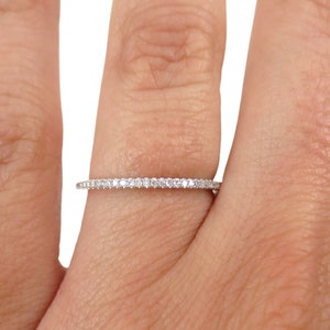 Micro Pave Thin Diamond Eternity Band / Diamond Eternity Ring / Diamond Eternity Wedding Band / 18k White Gold Thin Diamond Wedding Band image 7