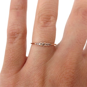 Dainty Seven-stone Graduated Champagne Diamond Ring - 14K /18K Gold ...