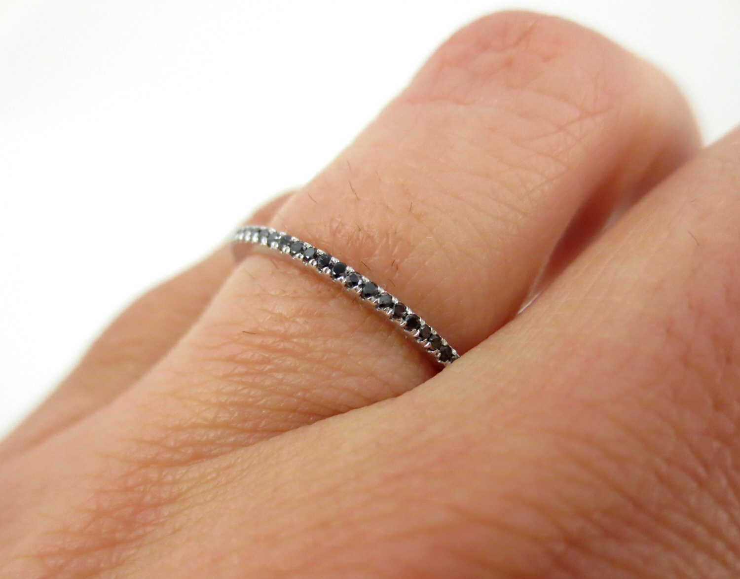 Micro Pave Black Diamond Eternity Band set in 18k White Gold Etsy