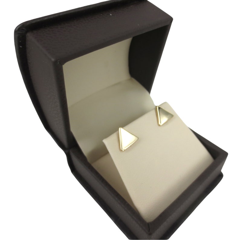 14K Yellow Gold Triangle Stud Earrings Etsy