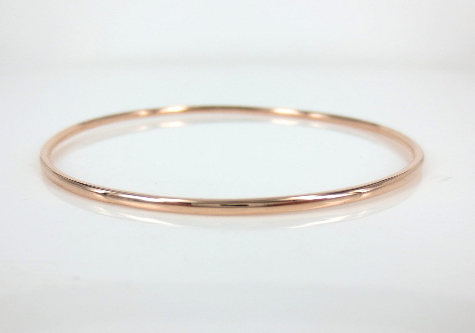 Solid 14K Rose Gold Solid Bangle Etsy