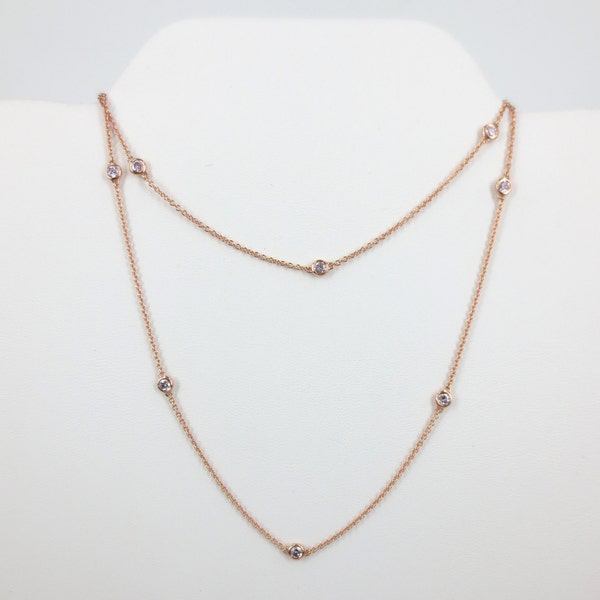 Pink Diamond By the Yard Necklace in 18k Rose Gold - 0.62cts