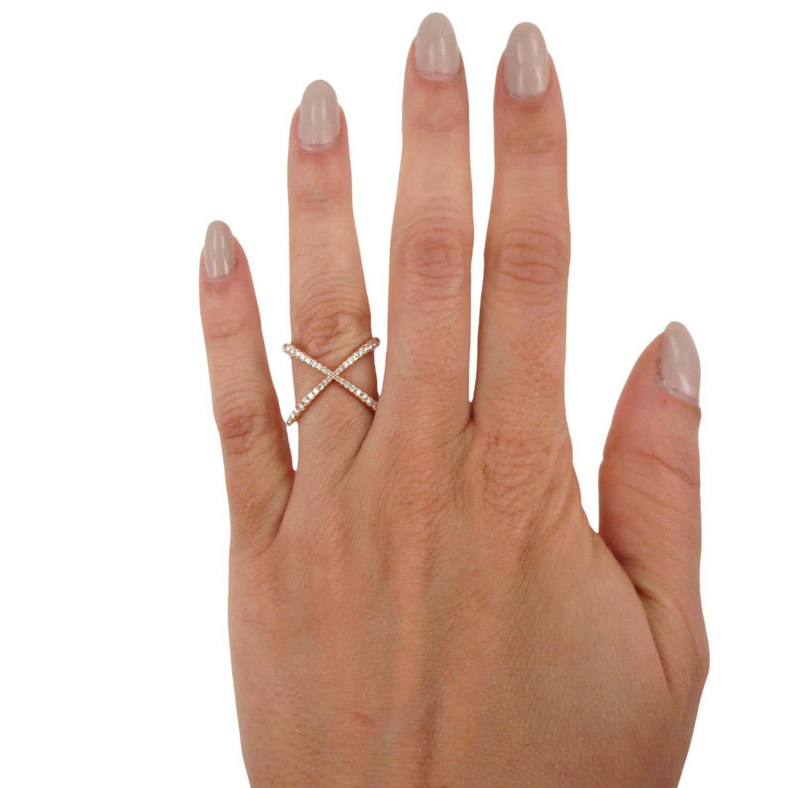 Diamond Pave Crisscross X Ring in 18k Rose Gold Etsy