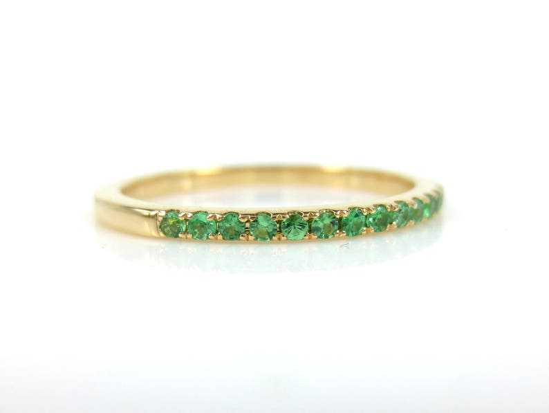 1.5mm Half-eternity Pave Tsavorite Band 18k Yellow Gold - Etsy