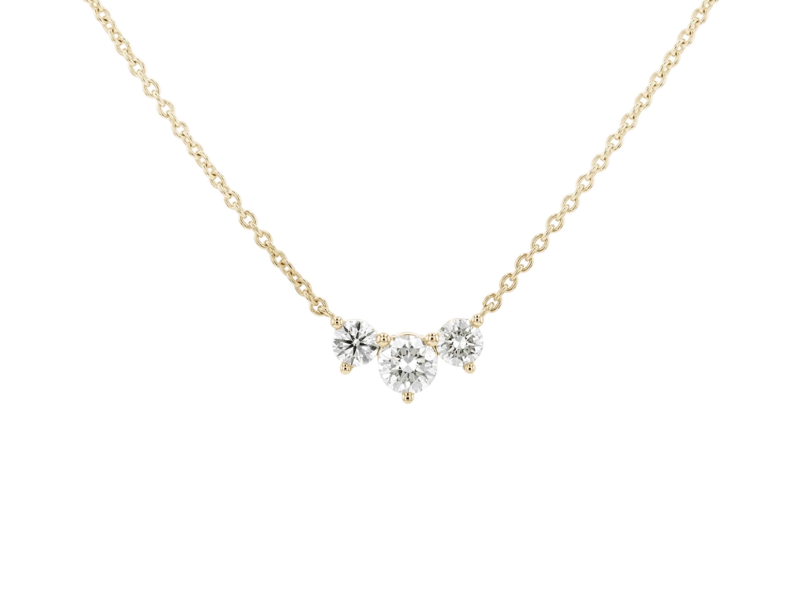 18K Gold Diamond Trio Necklace | Past, Present, Future - Etsy