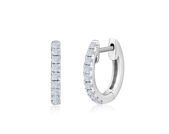 12mm Natural Diamond Huggie Earrings / Diamond Huggies / 18K Gold Diamond Huggies / Gold Diamond /  Huggie Earrings
