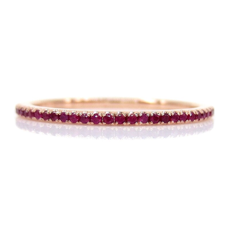 Micro Pave Ruby 18k Rose Gold Eternity Band Stacking Bands - Etsy