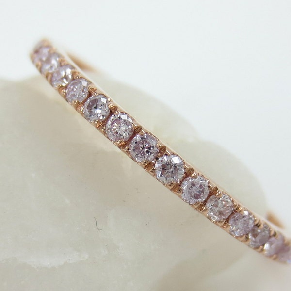 1.5mm Light Pink Diamond Pave Eternity Band - Stacking - Wedding Band