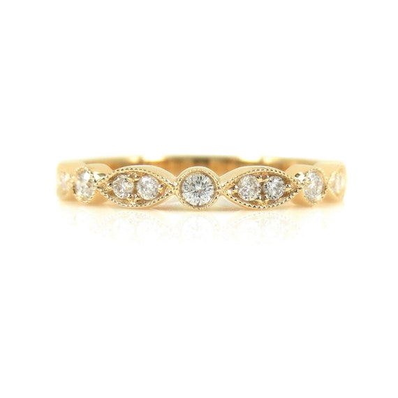 Alternating Round & Marquise Shaped Diamond Half Eternity Band - Etsy