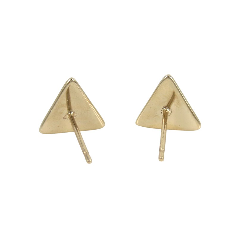 14K Yellow Gold Triangle Stud Earrings Etsy