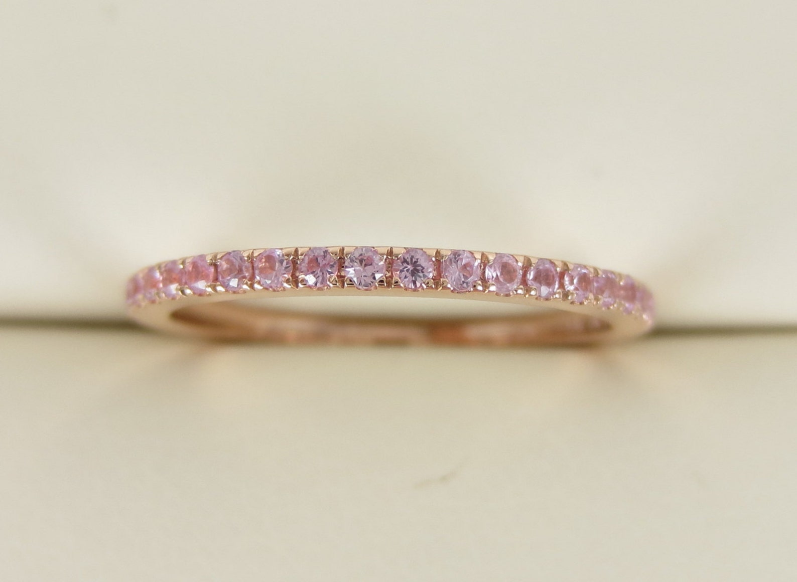 1.4mm Half-set Light Pink Sapphires 18k Rose Gold Band. - Etsy