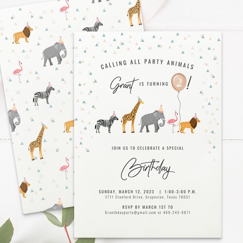 Printable Zoo Animal Invitation Template for Birthday Party | Etsy