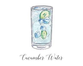 Cucumber Water Digital Image Digital Download. JPG, PNG for Wedding Bar Sign Design, Event Signage, or Crafts. Cucumber Water Ice in Glass