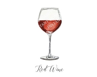 Red Wine Digital Image Digital Download. JPG, PNG Wedding Bar Sign Design, Event Signage, Crafts. Red Wine Glass Instant Download Clipart