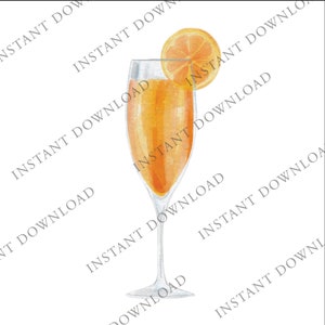 Mimosa Digital Image Digital Download. JPG, PNG for Wedding Bar Sign Design, Event Signage, or Crafts. Watercolor Cocktail with Orange Juice image 2