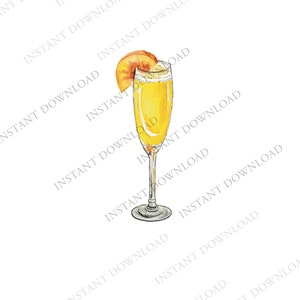 Peach Bellini Digital Image Digital Download. JPG, PNG for Wedding Bar Sign Design, Event Signage, Crafts. Peach Bellini Prosecco Cocktail image 2
