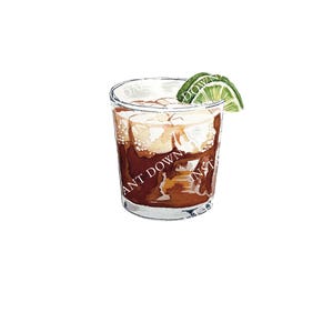 Rum and Coke Digital Image Digital Download. JPG, PNG for Wedding Bar Sign Design,Event Signage. Cola Mixed Drink with Lime Garnish in Glass