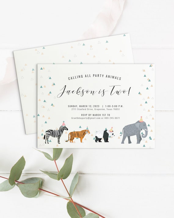 printable zoo animal invitation template for birthday party or shower custom instant download with templett calling all party animals by pink champagne paper catch my party