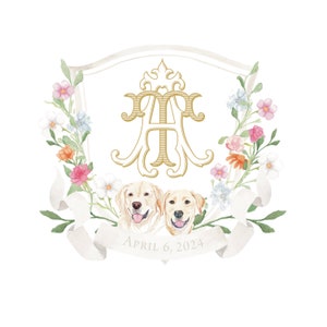 Semi-Custom Wedding Monogram Crest with Pet Portrait