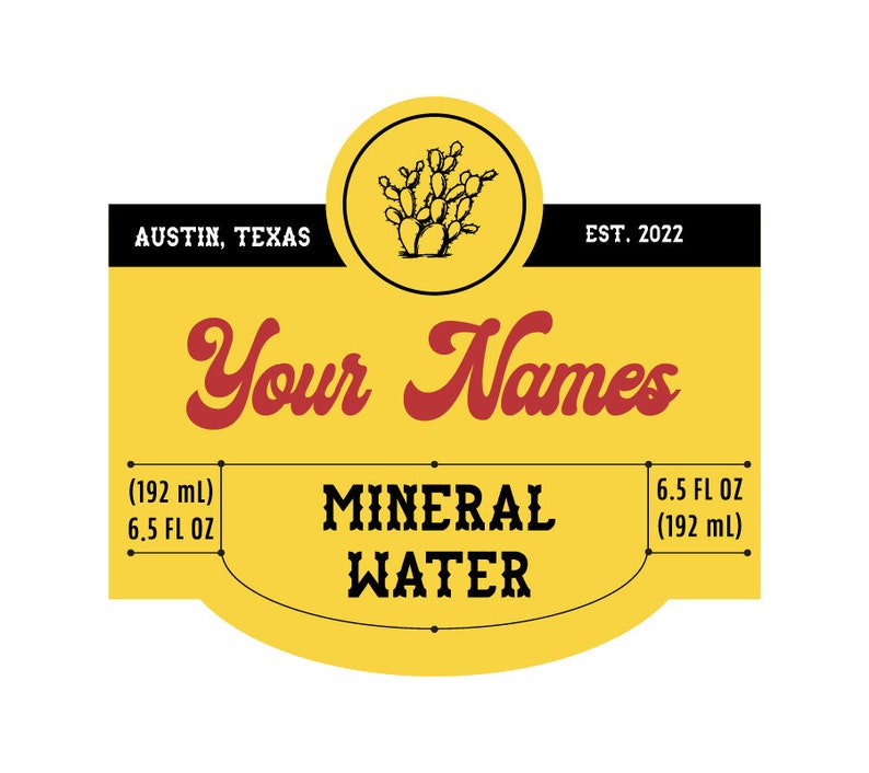 DIY Topo Chico Label Template Full Size 12oz Mineral Water Label, Bottle Label. Weddings and Events. Customize All Wording. Choose Your Icon image 2