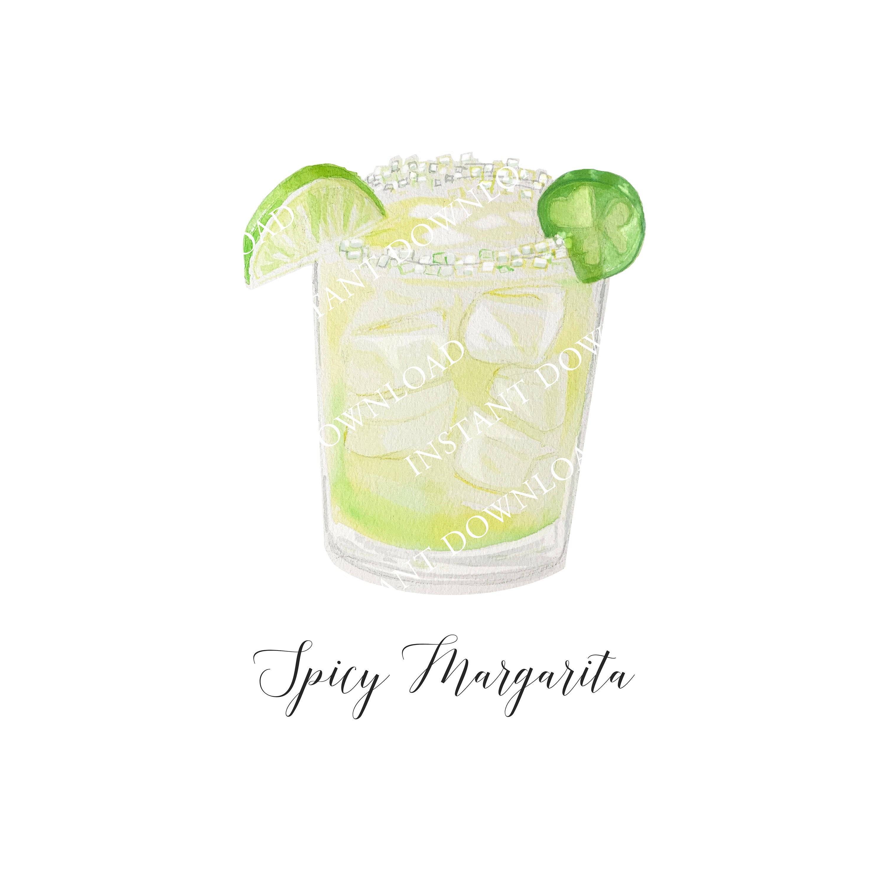 Spicy Margarita Digital Image Digital Download. JPG and PNG for Wedding Bar Sign Design, Event