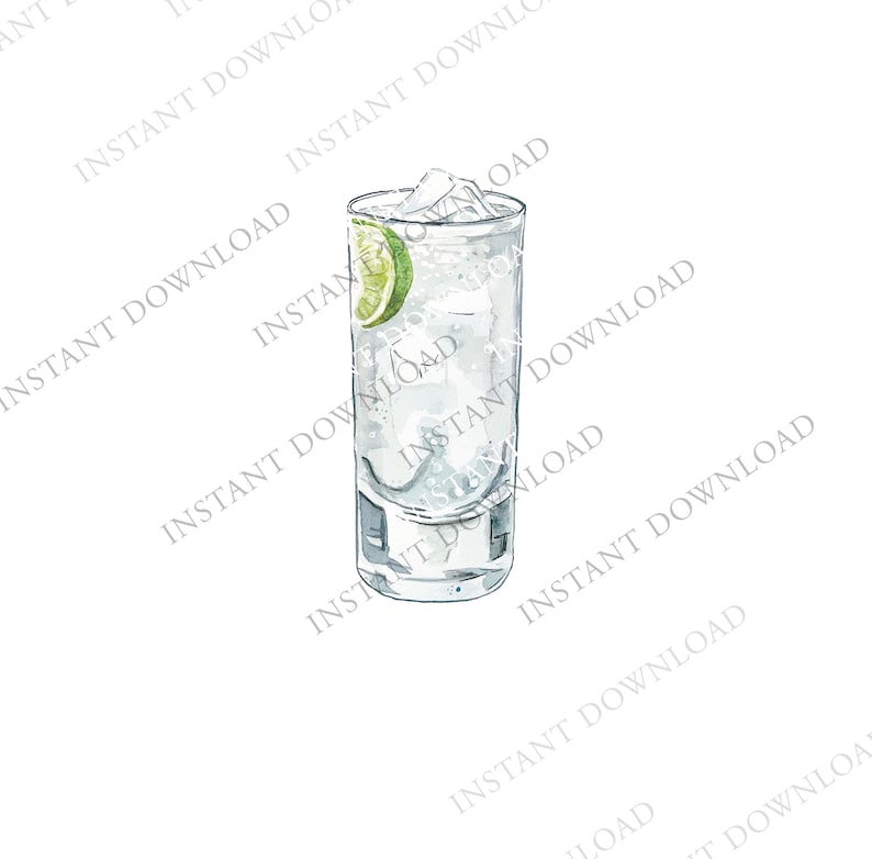 Gin and Tonic Digital Image Digital Download. JPG,PNG for Wedding Bar