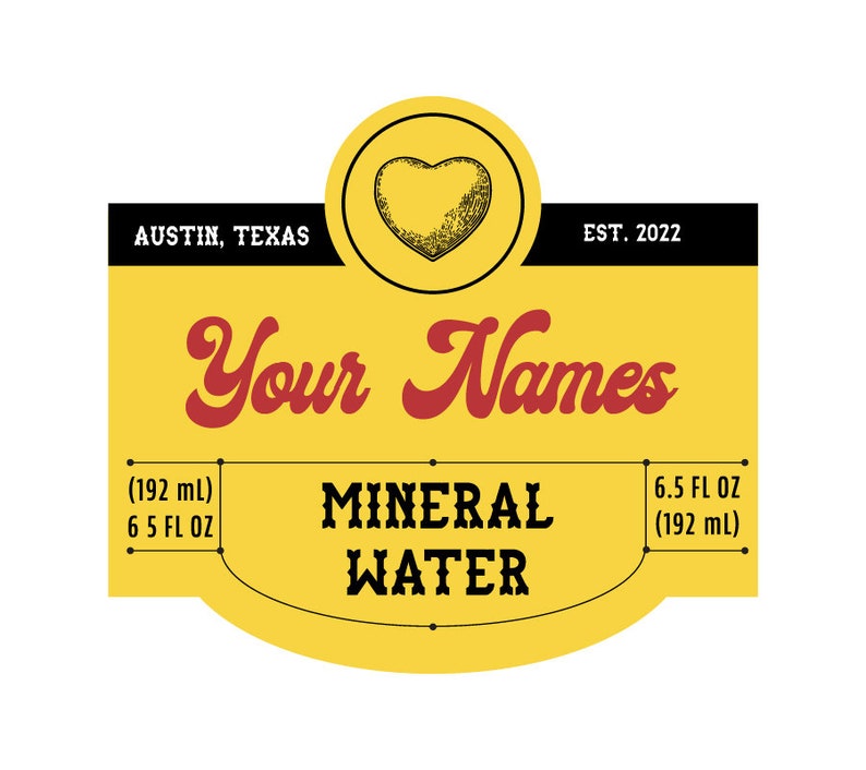 DIY Topo Chico Label Template Full Size 12oz Mineral Water Label, Bottle Label. Weddings and Events. Customize All Wording. Choose Your Icon image 1