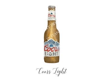 Coors Light Beer Digital Image Digital Download. JPG, PNG for Wedding Bar Sign Design, Event Signage. Watercolor Image Coors Light Beer