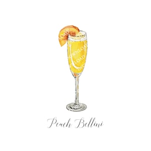 Peach Bellini Digital Image Digital Download. JPG, PNG for Wedding Bar Sign Design, Event Signage, Crafts. Peach Bellini Prosecco Cocktail image 1