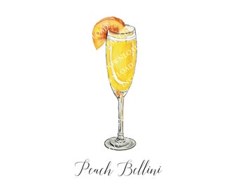 Peach Bellini Digital Image Digital Download. JPG, PNG for Wedding Bar Sign Design, Event Signage, Crafts. Peach Bellini Prosecco Cocktail