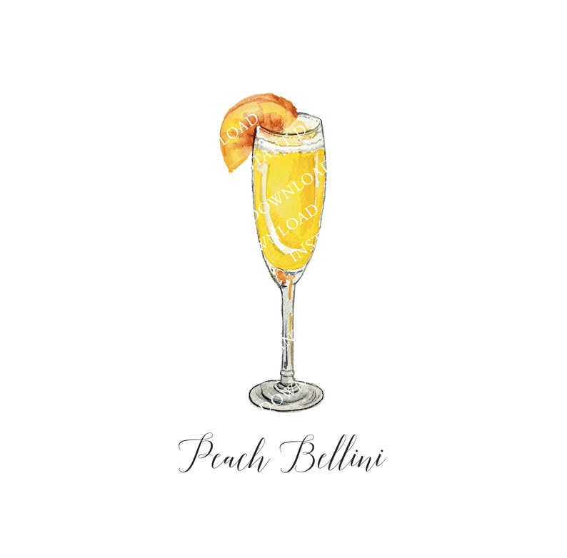 Peach Bellini Digital Image Digital Download. JPG, PNG for Wedding Bar Sign Design, Event Signage, Crafts. Peach Bellini Prosecco Cocktail image 1