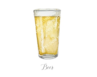 Pint of Beer Digital Image Digital Download. JPG, PNG for Wedding Bar Sign Design, Event Signage, Crafts. Generic Light Beer in Pint Glass